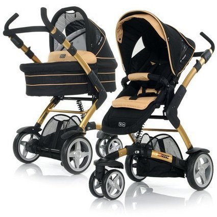 gold and black stroller