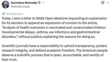 This week, The United States Secretary of Health and Human Services (Robert F. Kennedy Jr.), wrote a letter to SAGE to ask them about an expression of concern. He did this in a very public fashion ... | H&eacute;sitations Vaccinales: Observatoire HESIVAXs | Scoop.it