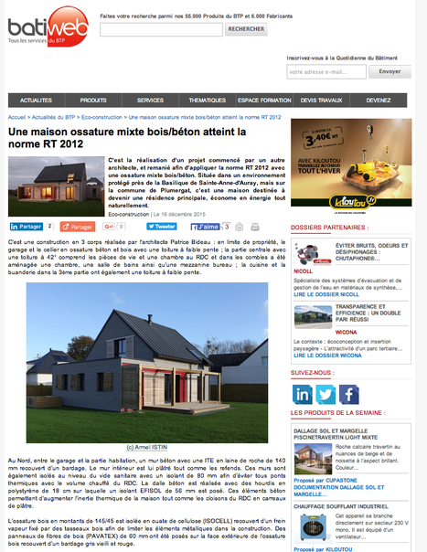 "Une maison ossature mixte bois/béton atteint la norme RT 2012 - a.typique Patrice BIDEAU architecte " BATIWEB | Architecture, maisons bois & bioclimatiques | Scoop.it