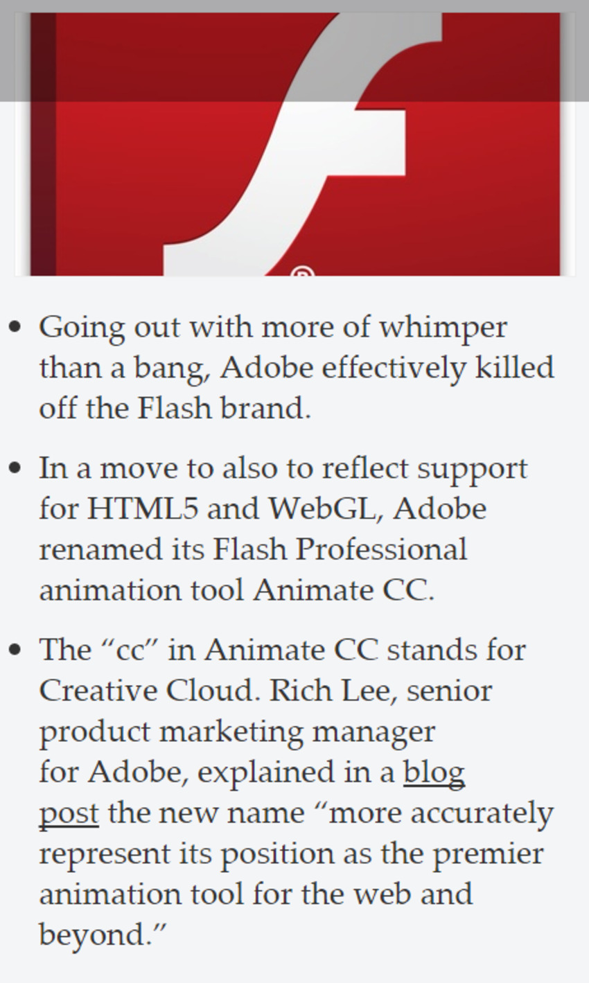 Adobe renames Flash, acknowledging the ailing brand is finally gone - MarketingDive | The MarTech Digest | Scoop.it
