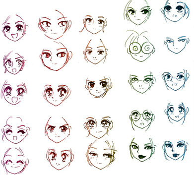 How to draw manga faces | Drawing References an...