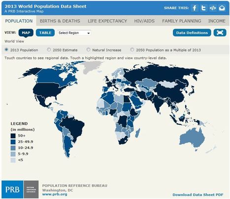 2013 World Population Data Sheet Interactive World Map | Population Reference Bureau | Schools + Libraries + Museums + STEAM + Digital Media Literacy + Cyber Arts + Connected to Fiber Networks | Scoop.it