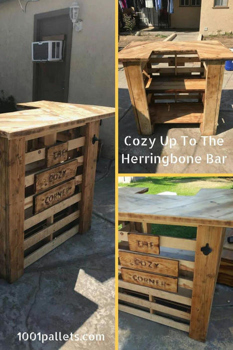 Cozy Corner Herringbone Pattern Pallet Bar | 1001 Pallets ideas ! | Scoop.it