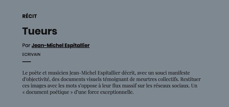 (en ligne) "Tueurs" de Jean-Michel Espitallier | Poezibao | Scoop.it