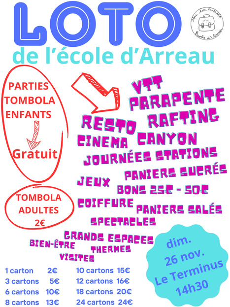Loto pour l'école d'Arreau le 26 novembre | Vallées d'Aure & Louron - Pyrénées | Scoop.it