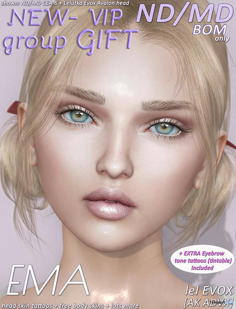 Ema Skin Fatpack December 2022 Group Gift by ND/MD | Teleport Hub - Second Life Freebies | Second Life Freebies | Scoop.it