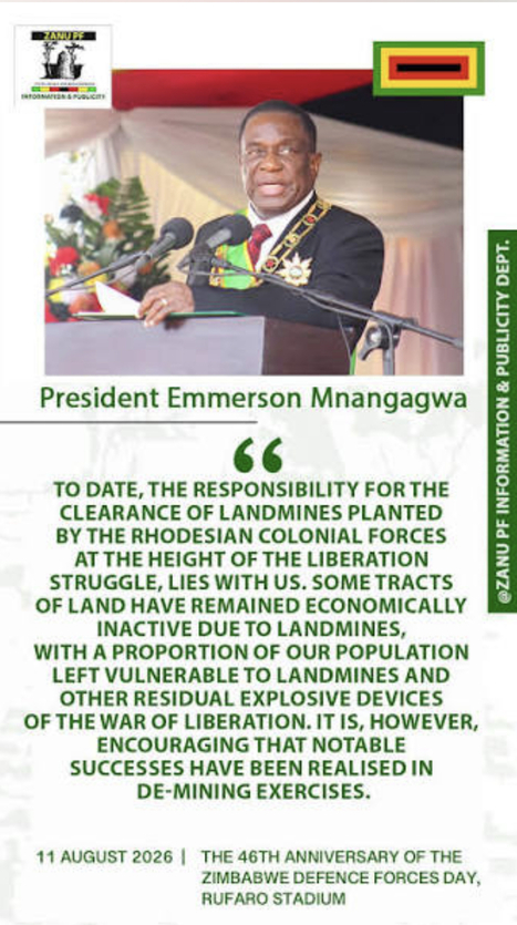 Zimbabwe Agenda 2030: President Mnangagwa on Landmines Planted by Colonial Forces making land Economically Inactive for Agenda 2030&nbsp; | AGENDA 21 & AGENDA 2030: New Urban Agenda, Decentralisation, Local Governments, Cantons (Welfare State System) | Scoop.it