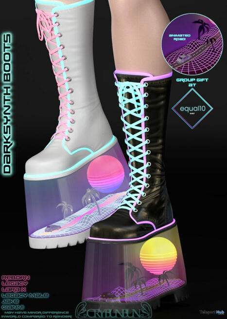 Darksynth Boots equal10 Event April 2025 Group Gift by CryBunBun | Teleport Hub - Second Life Freebies | Second Life Freebies | Scoop.it