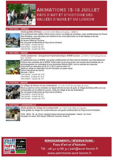 Programme d'animations du Pays d'art et d'histoire Aure Louron du 15 au 18 juillet  | Vallées d'Aure & Louron - Pyrénées | Scoop.it