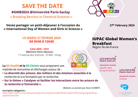 RAPPEL ! "Breaking Barriers in Chemical Science" - Mardi 27 février 2024 - 9h30 - bâtiment Henri Moissan | Life Sciences Université Paris-Saclay | Scoop.it