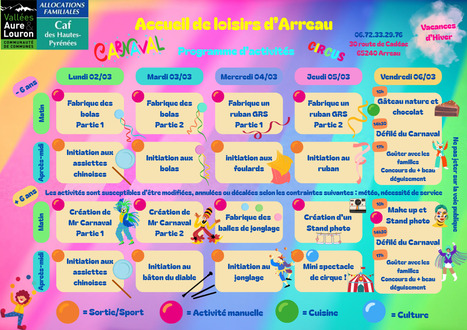 Programme du Centre de Loisirs d'Arreau pour les vacances d'hiver 2026 | Vall&eacute;es d'Aure & Louron - Pyr&eacute;n&eacute;es | Scoop.it
