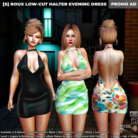 New Release: [S] Roux Low-Cut Halter Evening Dress by [satus Inc] | Teleport Hub - Second Life New Releases / Deals | Second Life Freebies | Scoop.it