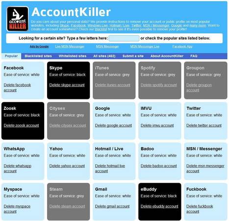 Trouver les liens de désinscription des services Web, Account Killer | Outils, logiciels et tutos : de la curiosité à l'indispensable | Scoop.it