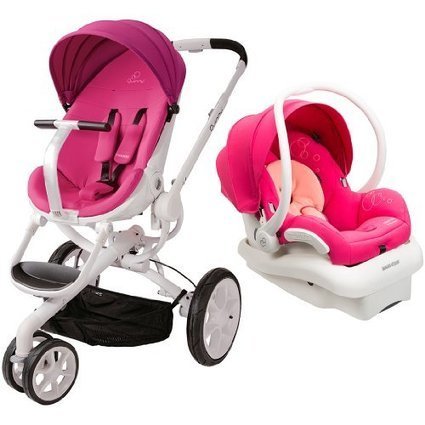 pink and white travel system