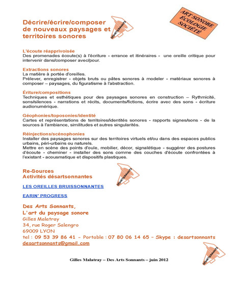 D&eacute;crire/&eacute;crire/composer de nouveaux territoires sonores | URBANmedias | Scoop.it