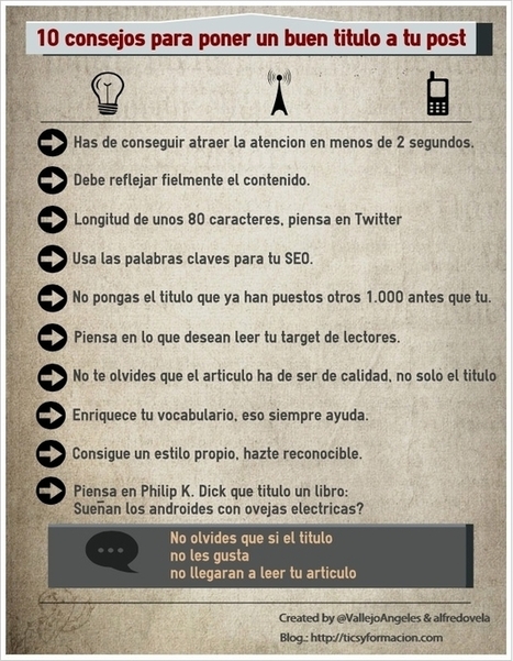 10 consejos para poner un buen título a tu post #infografia #infographic #socialmedia | Educación, TIC y ecología | Scoop.it