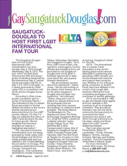 GayMonde.com: Saugatuck-Douglas to Host First LGBT International Fam Tour | LGBTQ+ Destinations | Scoop.it
