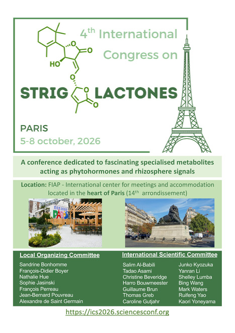 SAVE THE DATE ! 4th International Congress on Strigolactones - Paris, 5 to 8 October 2026 | Life Sciences Université Paris-Saclay | Scoop.it