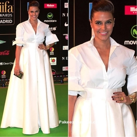 Neha Dhupia in Retro style White H&M Gown @IIFA 2016 | Indian Fashion Updates | Scoop.it