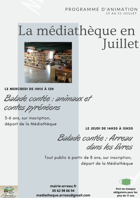 Animations de la Médiathèque d'Arreau du 15 au 31 juillet  | Vallées d'Aure & Louron - Pyrénées | Scoop.it