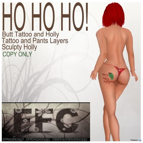 HO HO HO! Butt Tattoo and Sculpty Holly Group Gift by FFC | Teleport Hub - Second Life Freebies | Teleport Hub | Scoop.it