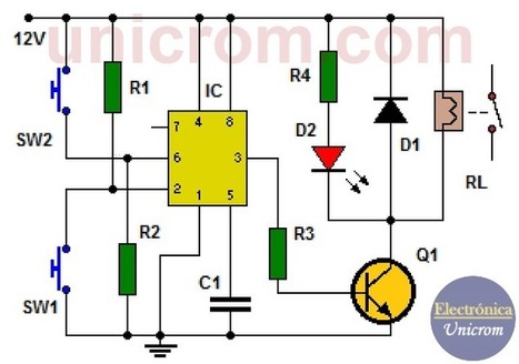 Interruptor ON-OFF con 555 y 2 pulsadores (Cir. impreso) | tecno4 | Scoop.it