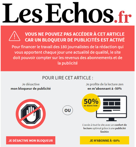Les Echos généralise son initiative anti-adblock | DocPresseESJ | Scoop.it