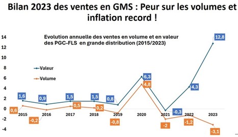 Bilan 2023 des ventes alimentaires en grande distribution : Inflation record (13%) et recul des volumes pour la 3ème année consécutive (-3,1%) ! | Lait de Normandie... et d'ailleurs | Scoop.it