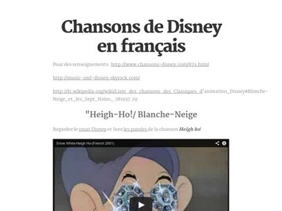 Chansons de Disney en français | FLE enfants | Scoop.it