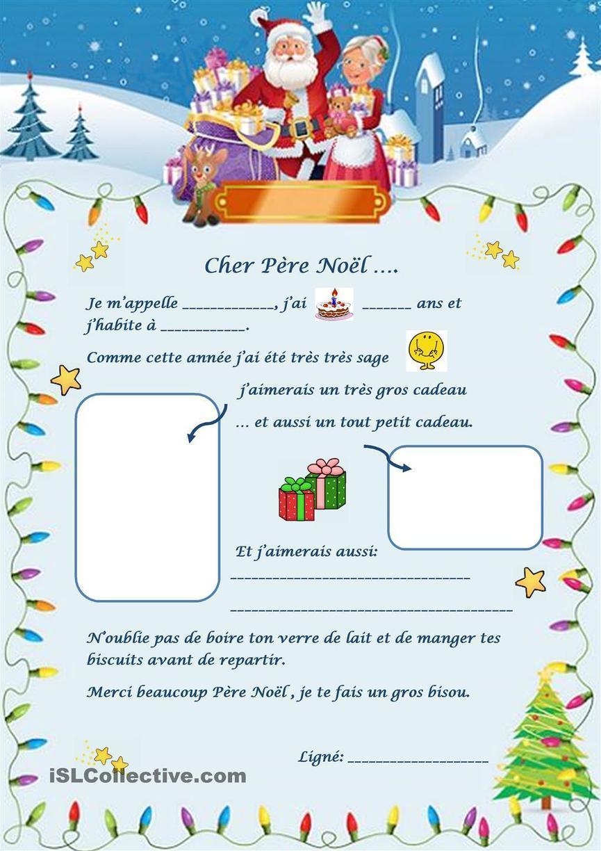 Lettre au Père Noël fiche d'exercic...