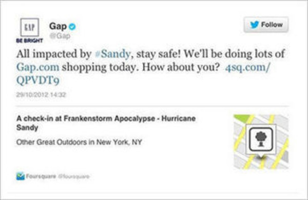 Gap et American Apparel profitent de Sandy pour accroître leurs ventes | Bad buzz | Scoop.it