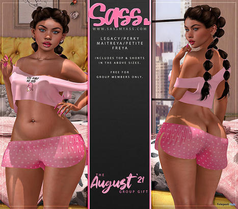 Pink Top & Shorts August 2021 Group Gift by Sass | Teleport Hub - Second Life Freebies | Second Life Freebies | Scoop.it