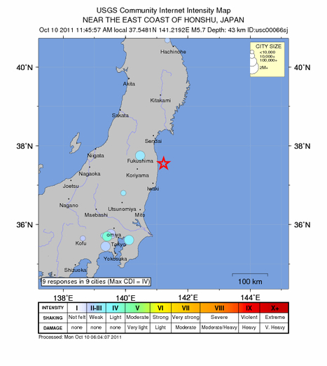 Japon: un séisme de 5,7 secoue la préfecture de Fukushima | Notre planète | Scoop.it