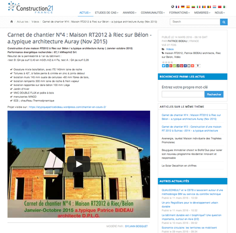 " Maison RT2012 à Riec sur Bélon - a.typique architecture Auray (2015)" - Construction21 | Architecture, maisons bois & bioclimatiques | Scoop.it
