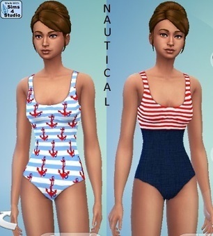 Nautical Swimsuit << Sims 4 Studio | Les Sims | Scoop.it
