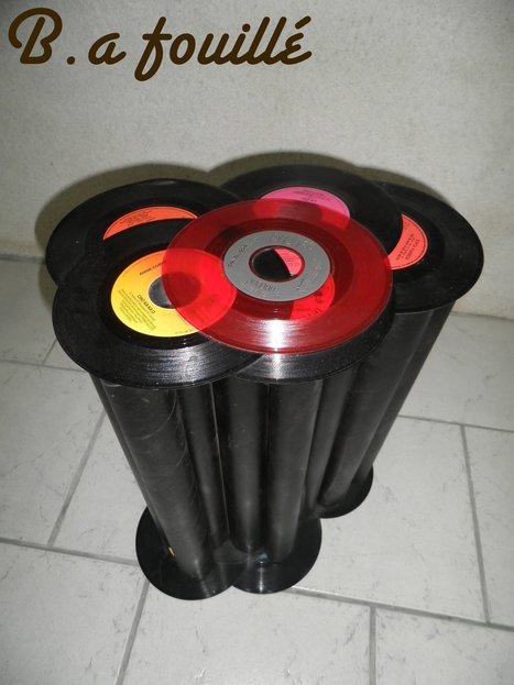 Cardboard Tubes & Old Vinyls for a "Rock & Rolls" Table | 1001 Recycling Ideas ! | Scoop.it
