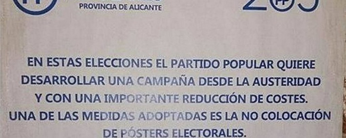 Surrealismo en campaña: El PP anuncia con carteles que no pegará carteles | Partido Popular, una visión crítica | Scoop.it