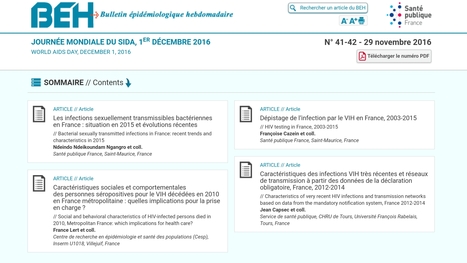 Journée mondiale du sida 1er décembre 2016 - Bulletin épidémiologique hebdomadaire | sida | Scoop.it