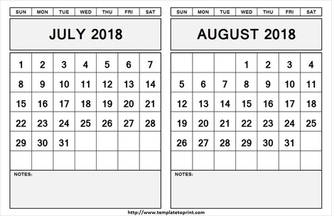 2018 Calendar Template By Month