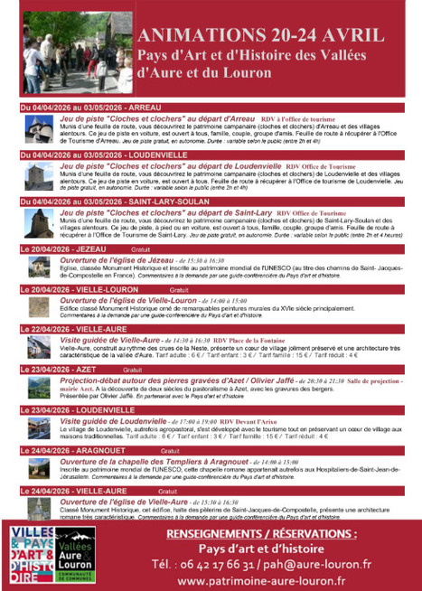 Programme des animations du Pays d'Art et d'Histoire des vall&eacute;es d'Aure et du Louron du 20 au 24 avril | Vall&eacute;es d'Aure & Louron - Pyr&eacute;n&eacute;es | Scoop.it