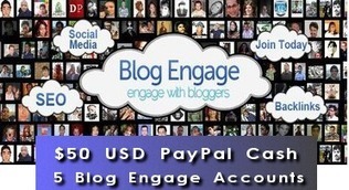 Giveaway: $50 USD PayPal Cash & 5 Blog Engage Standard Accounts | Blogging Contests | Scoop.it