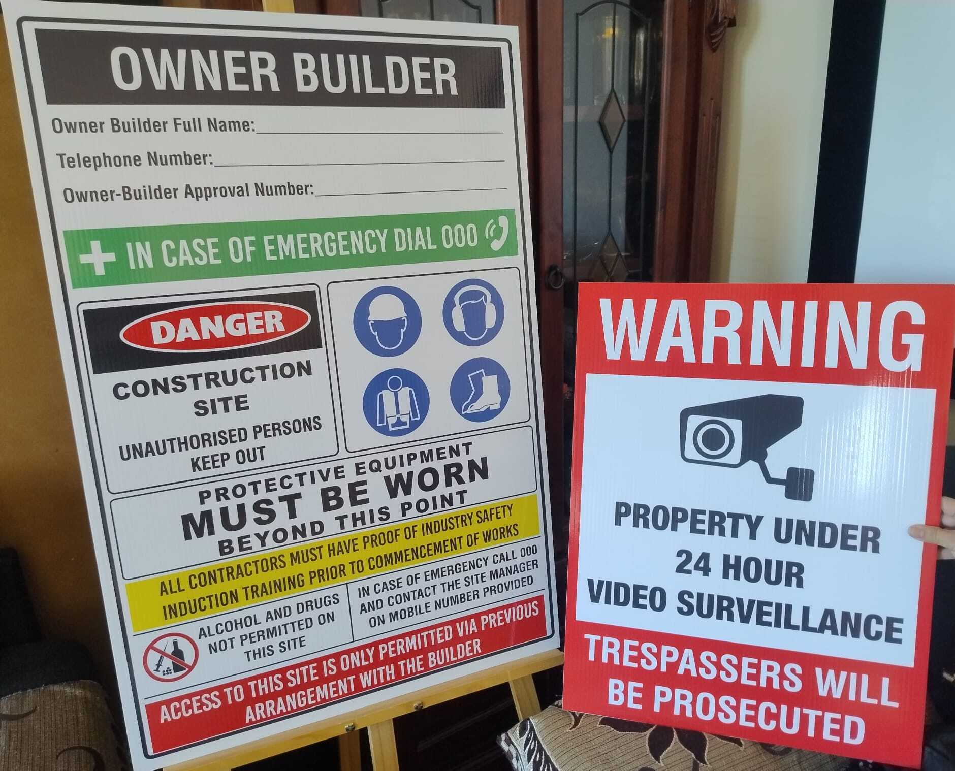 Owner builder construction site sign/ Compliant...