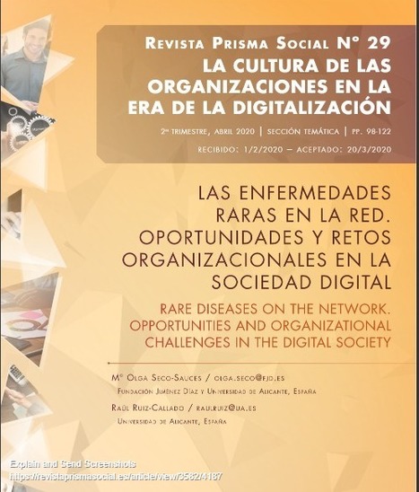 Las Enfermedades raras en la Red. Oportunidades organizacionales en la sociedad digital | María Olga Seco Sauces; Raúl Ruiz-Callado | Comunicación en la era digital | Scoop.it