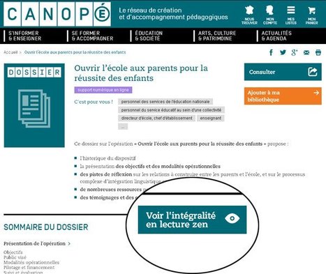 #VendrediLecture Lire les dossiers en int&eacute;gralit&eacute; en lecture zen du @reseau_canope voir exemple ici >>> | TUICnum&eacute;rique | Scoop.it