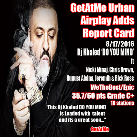 GetAtMe Urban Airplay Adds Report Card- Dj Khaled 'DO YOU MIND' is out top add this week... #ItsAboutTheMusic | GetAtMe | Scoop.it