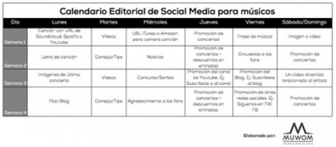 Calendario Editorial para gestionar las redes sociales de músicos - | Marketing de contenidos, artículos seleccionados por Eva Sanagustin | Scoop.it