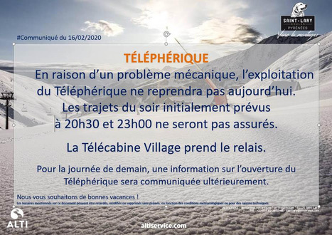 Saint-Lary Soulan : téléphérique du Pic Lumière également fermé le 17 février pour raison technique | Vallées d'Aure & Louron - Pyrénées | Scoop.it