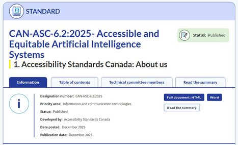 Canada releases Accessible and Equitable Artificial Intelligence Systems - Accessibility Standards Canada (Dec. 2025) | iGeneration - Humane Use of Technology in an AI world (Pedagogy & Digital Innovation) | Scoop.it