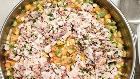 Ceviche von Wolfsbarsch und Goldbrasse auf Avocado-Zucchini-Pfirsich Salat | Ceviches | Scoop.it