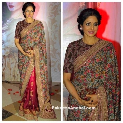 Sridevi Boney Kapoor in Sabyasachi Floral Saree and Printed Blouse | Indian Fashion Updates | Scoop.it